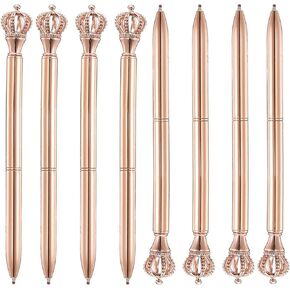 24PCS Ballpoint Pens Set Bling Wedding Anniversary Crystal Metal Ballpoint Pens Fancy Pens Birthday Bridal Shower Return Gifts for Women Girls School Office Supplies (Gold Crown Pen,24)