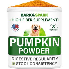 BARK&SPARK Pumpkin for Dogs - Pumpkin Fruit and Seed Powder - Powdered Fiber Supplement and Stool Softener - Improve Digestion - Made in USA - 8oz