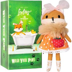 LEVLOVS Christmas Fox Designer Doll Mouse in a Matchbox Danish Design Toy Baby Registry Gift Fox Linen Toy Plush Toy