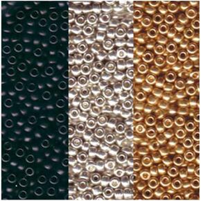 Metallic Miyuki Seed Bead Mix, Size 8/0, Galvanized Silver, Galvanized Gold and Black Opaque