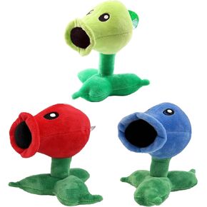 Dyharnsty 3Pcs Plants vs Zombies Plush Toys Peashooter,Snow Pea & Fire Pea, Soft Figure Doll, Plants vs Zombies Toys PVZ Plush Plants 1 2 Set