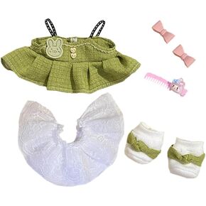 niannyyhouse 20cm Plush Doll Clothes Dress Petticoat Shoes Accessories Princess Skirt Set Soft Stuffed Plush Toy Dressup (Green)