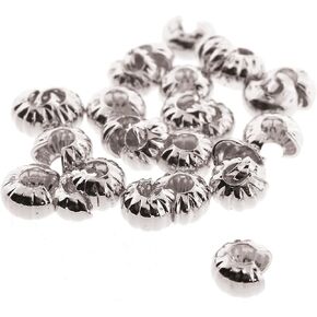 The Beadsmith Crimp Bead Covers – Corrugated Round Shape, Half Open, Silver Plated, 4mm Diameter, 144 Pieces – Supplies for Jewelry Making to Cover and Protect Crimp Beads