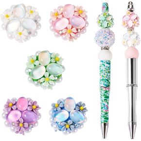 Pandahall 6Pcs Large Bowknot Focal Beads Polymer Clay Rhinestone Beads Crystal Bow Pen Bead Diamond Spacer Beads Glitter Chunky Beads for Beadable Pens Keychain Bracelet Jewelry Making