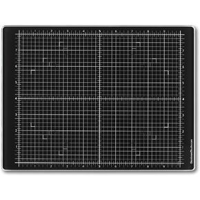 GLASSBOARD STUDIO Rich Black Glass Craft Mat (9x12in) - Magnetic, Heat & Scratch Resistant, Stain-Proof for Crafting, Cutting, Painting, Mixed Media Artwork - Grid & Angle Lines, Non-Slip Rubber Feet