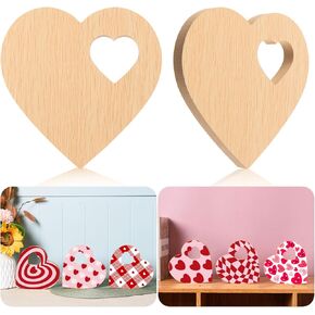 Awizom 6 pcs عيد الحب عطلات القلب الخشبية 5.9 بوصة علامات طاولة على شكل قلب من الخشب مع حدوث حفرة من الخشب مزرعة الكتل صينية لزخارف عيد الأم ديكورات الجرف المنزل ، 0.59 "سميكة