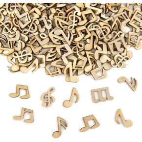 AUEAR, 200 Pack Mini Musical Note Wood Cutouts 20Mm Unfinished Blank Pieces Slices Chips Embellishments for DIY Crafts Decorations