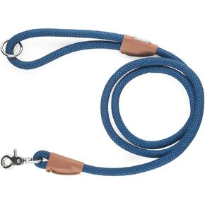 ZippyPaws Mod Essential Dog Leash, Durable Rope Leash with Leather Accents, 5 Ft Long, Black