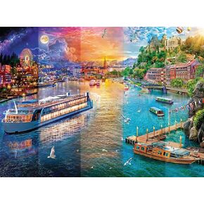 Buffalo Games - Angelo Bonito - Day to Night Canal - 1000 Piece Jigsaw Puzzle for Adults -Challenging Puzzle Perfect for Game Nights - Finished Size is 26.75 x 19.75