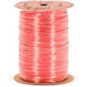 Berwick Offray Coral Pink Pearlized Raffia Ribbon ، 1/4 '' Wide ، 100 ياردة