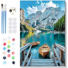 Bowetile Framed Paint by Numbers Seagull for Adults Beginners, Adults' Paint-by-Number Seagull Kits, Easy Adult Paint by Number Kits on Canvas, Acrylic Animals Number Painting for Home Decor, 8x12in