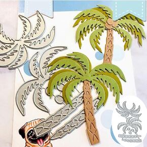 Coconut Leaves Tree Metal Die Cuts,Summer Beach Tree Flower Leaf Cutting Dies Cut Stencils DIY Scrapbooking Decorative Embossing Paper Scrapbooking Card Making, silver
