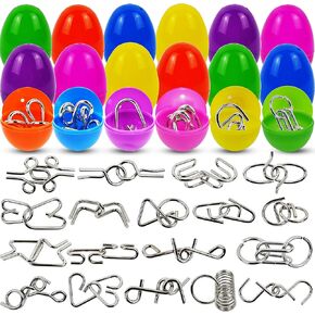 JOYIN 18 Pack Easter Eggs Filled with Metal Brain Teaser Puzzle Set for Easter Kids Party Favors, Puzzle Games, Egg Hunt Game, Basket Stuffers Fillers, Classroom Prize Supplies in Kuwait