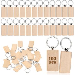 Ownmy 60 PCS Wood Keychain Blanks Wooden Barning Keychains لنقش الليزر ، سلسلة مفاتيح خشبية غير مكتملة الفراغ