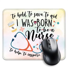 AGMDESIGN I was Born to Be a Nurse Funny Mouse Pad, Daily Affirmation Gifts for Nurses, Appreciation Birthday Gifts for Nurses, Registered Nurses, New Nurses, Mental Health Gifts for Nurses