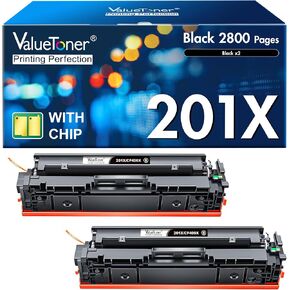 Valuetoner Compatible Toner Cartridge Replacement for HP 201X 201A CF400X CF400A High Yield for Color Laserjet Pro MFP M252dw M277c6 M277dw M277n M252n M277 Printer (2 Pack, Black)