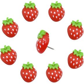30 pcs Strawberry Push Pins Cartoon Thumbtacks Fruit Resin Pushpins for Photo Wall Cork Board Bulletin Board Home Office Decoration Drawing Pins