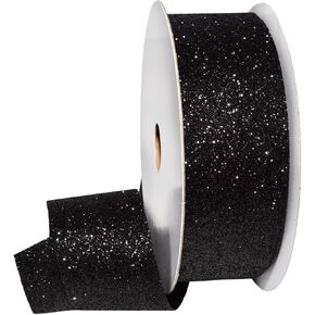 Morex Ribbon 985 Princess Glitter Princess Glitter Ribbon, Black, 1-1/2" x 10 yd
