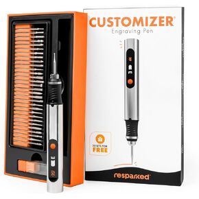 Customizer Engraving Pen by Resparked (Formerly Culiau): Ultimate Cordless Portable Tool for Artists & DIYers - Engrave 50+ Surfaces - Beginner Friendly - Rechargeable - Free 30 Bits & Mastery Guide