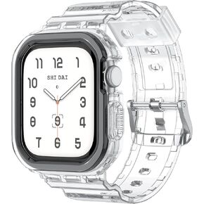 سوار ساعة ذكية شفاف كريستالي متوافق مع Apple Watch Series 10 مقاس 46 مم 42 مم غطاء متين شفاف من مادة TPU لحزام وحافظة iWatch الرياضية in Kuwait