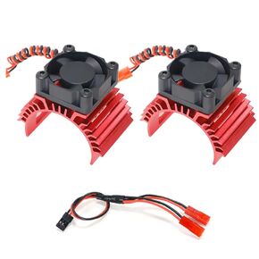 2 pcs RC Motor Heatsink,36mm Electric Engine Heat Sink with 4.8-8.4V Cooling Fan for 540 550 3650 3660 3670 Brushless Motor for 1/10 RC Car (Red)