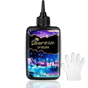 BSREZN UV تنشيط الراتنج الصلب 100g ، واضحة البلورة ، المعالجة السريعة ، الغراء الشمسي الشفاف لصنع المجوهرات ، الحرف اليدوية
