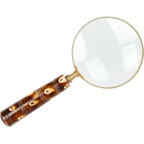 Handheld Magnifying Glass/Brass Magnifier with Elegant Handle for Precise Reading and Inspection (Design 3)
