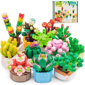 12 Flowers Succulents Building Set for Adults,Succulents Botanical Collection for Home Office Decor,Artificial Plant Building Kits,Gifts for Boys Girls 6+,Birthday Christmas(1185PCS)