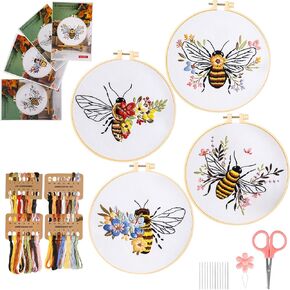 EEEKit Embroidery Kit for Beginners, DIY Cross Stitch Kit, Hand Embroidery Starter Needlepoint Kits with Hoop Needle Thread Instruction, Mother's Day Gifts