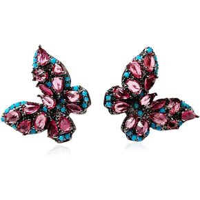 Butterfly Earrings for Women Dainty 14K Gold Plated CZ Green Butterfly Stud Earrings Post Cubic Zirconia Hypoallergenic Rhinestone Earrings Jewelry Birthday Christmas Gifts for Mom