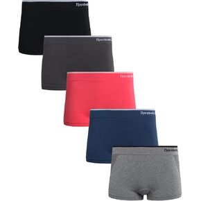 Reebok Women's Boy Shorts Underwear - 5 Pack Stretch Performance Boyshort Panties - Seamless Underwear for Women (S-XXL)