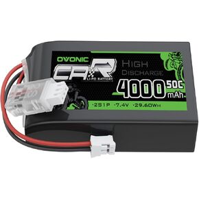 OVONIC 4000mAh 7.4V 2S1P TX Lipo Battery Pack with JST-EHR Plug for The QX7