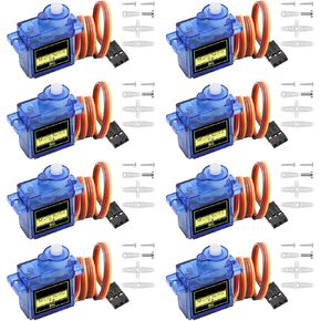 SG90 Micro Servo 9G Servo Kit AYWHP 8 Pcs SG90 Servo Motor 9G Mini Servo RC Servo for Small RC Helicopter/Car/Boat, Mini Drones, Robotics Arm(Servo Control Angle 0-180°)