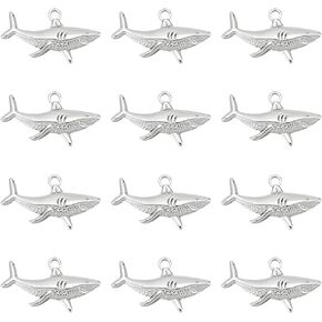 UNICRAFTALE Shark Charm Stainless Steel Ocean Animal Pendants Metal Shark Fish Charms Earring Bracelets Charms Beach Jewelry Gift for Women