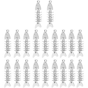 20Pcs Alloy Decor Fish Bone Design Charm Beads DIY Pendant for DIY Earrings Bracelet Necklace DIY Accessories