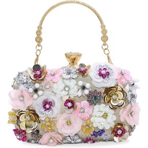 Milisente Women's Clutch Purse Flower Evening Handbag Chain Strap Shoulder Bag With Handle