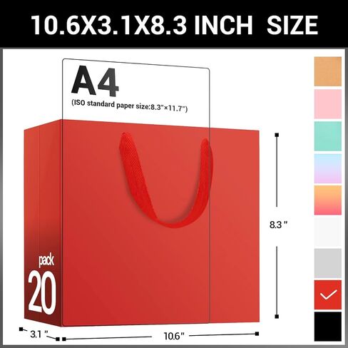 EUSOAR Kraft Paper Gift Bags, 25pcs Small 10.6"x3.1"x8.3" Brown Sturdy Heavy Duty Shopping Bags with Handle Bulk, Retail, Boutique, Business,Wedding Party Favor,Grocery,Restaurant Merchandise Bag in Saudi Arabia