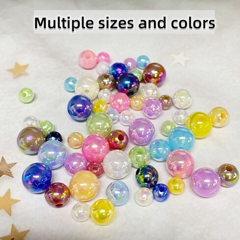 200pcs 10mm Pearl Beads AB Colorful Glossy Plastic Loose Spacer Crafts Beads for Jewelry Making Earring Bracelet Necklace Home Decoration (Gold) in Saudi Arabia