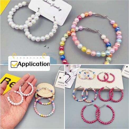 200pcs 10mm Pearl Beads AB Colorful Glossy Plastic Loose Spacer Crafts Beads for Jewelry Making Earring Bracelet Necklace Home Decoration (Gold) in Saudi Arabia