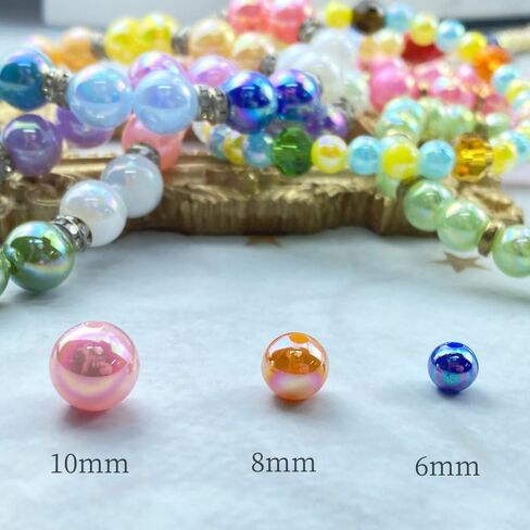200pcs 10mm Pearl Beads AB Colorful Glossy Plastic Loose Spacer Crafts Beads for Jewelry Making Earring Bracelet Necklace Home Decoration (Gold) in Saudi Arabia