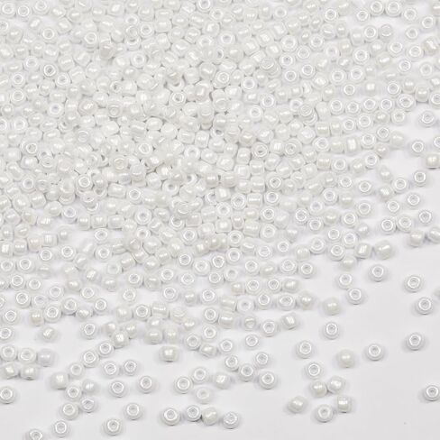 Bulk 2mm White Pearl Seed Beads for Jewelry Making 200 Grams About 18880pcs,12/0 Glass Craft Beads for Making Earrings, Bracelets, Pendants, Waist Jewelry, DIY Handmade Seed Beads (White Pearl) in Kuwait