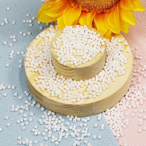 Bulk 2mm White Pearl Seed Beads for Jewelry Making 200 Grams About 18880pcs,12/0 Glass Craft Beads for Making Earrings, Bracelets, Pendants, Waist Jewelry, DIY Handmade Seed Beads (White Pearl) in Kuwait