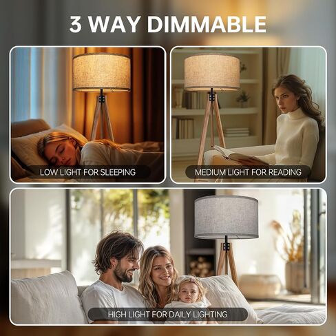 Floor Lamps for Living Room, Modern Standing Lamp with Shelf, 3 Color Temperature Led Bulb Tall Lamps with Foot Switch for Bedroom and Office, Burlywood in Saudi Arabia