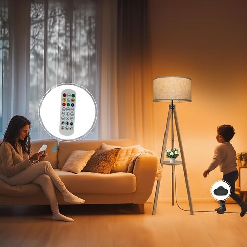 Floor Lamps for Living Room, Modern Standing Lamp with Shelf, 3 Color Temperature Led Bulb Tall Lamps with Foot Switch for Bedroom and Office, Burlywood in Saudi Arabia