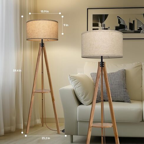 Floor Lamps for Living Room, Modern Standing Lamp with Shelf, 3 Color Temperature Led Bulb Tall Lamps with Foot Switch for Bedroom and Office, Burlywood in Saudi Arabia