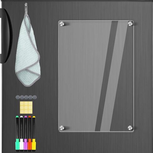 Acrylic Magnetic Dry Erase Board for Fridge, 12"X8" Clear Magnetic to Do List White Board, Acrylic Dry Erase to Do List for Refrigerator, Magnet Whiteboard with 5 Markers in Saudi Arabia