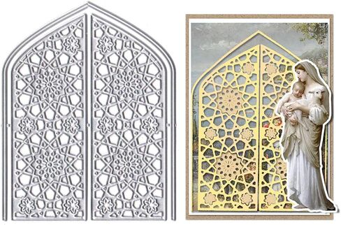 Threetols Door Window Background Metal Die Cuts for Card Making, Flower Window Frame Cutting Dies for Paper Craft DIY Decor Card Making Scrapbooking Paper Album Stamp in Kuwait