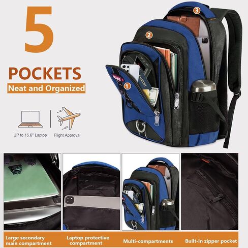 Travel Laptop Backpack,Lightweight Waterproof Backpack w/Adjustable Starp,Business Work Bag for Man Women Navy in Saudi Arabia
