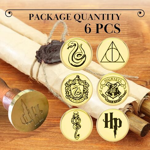 Pack of 6 Wax Seal Stamps – Wax Seal Stamp Harry Potter 6PCS and 1 Wooden Hilt Harry Potter Kit Sealing Vintage Set for Postcard Invitation Letters Gifts Envelope Crafts and DIY in Kuwait