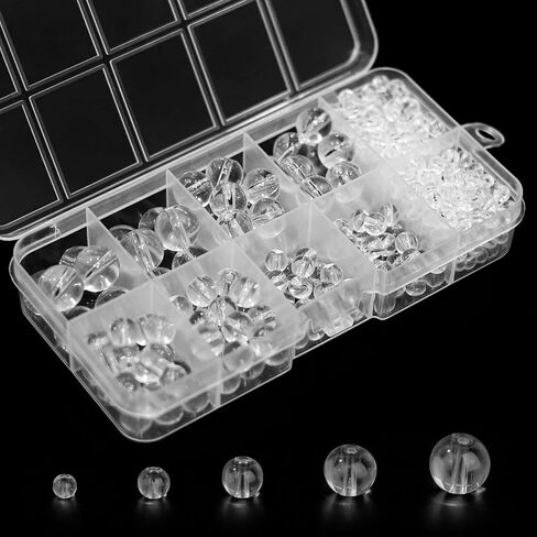Gocelyn 476PCS Clear Crystal Round Glass Beads for Jewelry Making, Transparent Glass Spacer Loose Beads for Crafts Bracelets Necklaces Charms Pendants Gifts Presents Friendship in Saudi Arabia